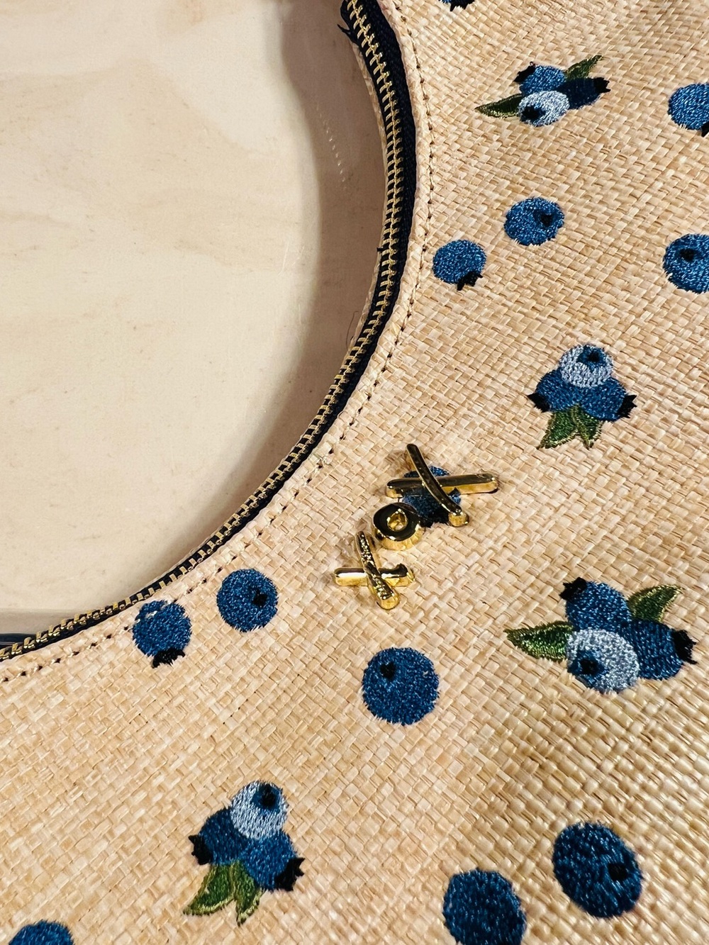 🫐👜BETSEY JOHNSON Straw Blueberry Shoulder Bag With Blueberry Pom-Pom Charm - Picture 3 of 16